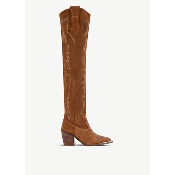 Zadig & Voltaire Shoes - Zadig & Voltaire Cara Western Style Suede High Leg Boots Cognac Leather $740, 41